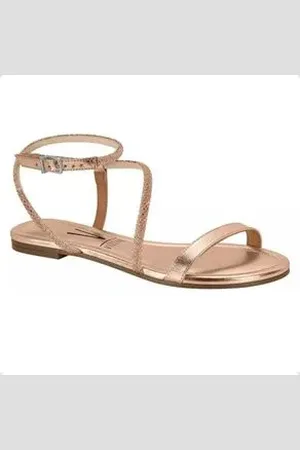 VIZZANO Sandália Feminina Rasteira Marrom Ouro Rosado-Silver