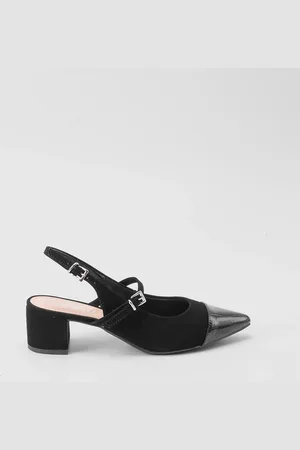 Penelope Scarpin Slingback Penélope Fivelas Recorte Verniz & Nobuck