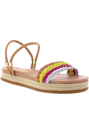 GABRIELA Sandália Flatform Tiras Tressê Multicolor Caramelo