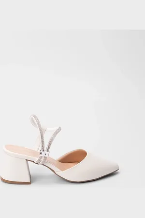 Penelope Scarpin Slingback Penélope Salto Geométrico Tira Strass