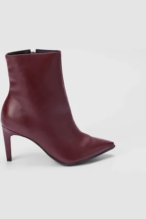 GABRIELA Ankle Boot Salto Fino Pespontos Vinho