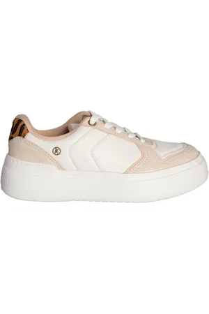 KOLOSH Tênis Casual Feminino Detalhe Onça Pespontos Branco