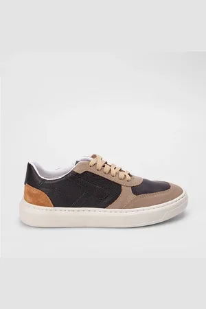 MAC & JAC Tênis Masculino Casual Recortes Estilizados Preto & Marrom