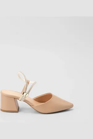 Penelope Scarpin Slingback Penélope Salto Geométrico Tira Strass