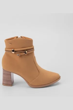 Dakota Ankle Boot Salto Grosso Detalhe Tiras Strass Nobuck