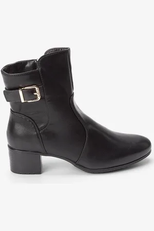 MOONCITY Ankle Boot Salto Bloco Fivela Dourada