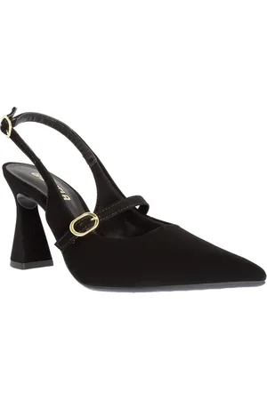 GABRIELA Scarpin Slingback Boneca Salto Taça Fivelas Nobuck