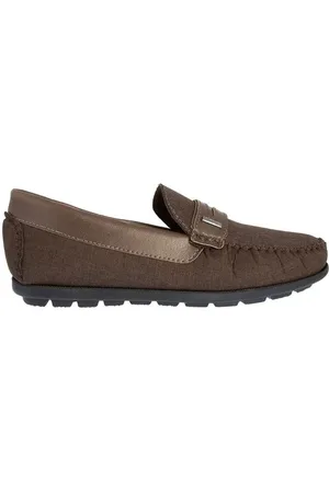 Woche Mocassim Recortes Tecido Marrom