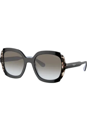 Prada Unisex Sunglass PR 16US Heritage - Frame color: Preto Azul-cerúleo/Marrom maculado, Lens color: Cinza degradê