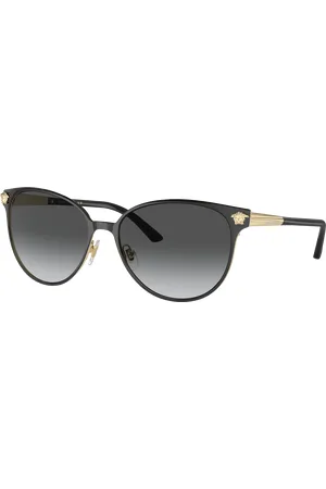 VERSACE Unisex Sunglass VE2168 - Frame color: Preto/Ouro-pálido, Lens color: Cinza degradê