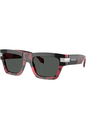 VERSACE Unisex Sunglass VE4464 - Frame color: Camada de preto/Havana vermelho, Lens color: Cinza-escuro