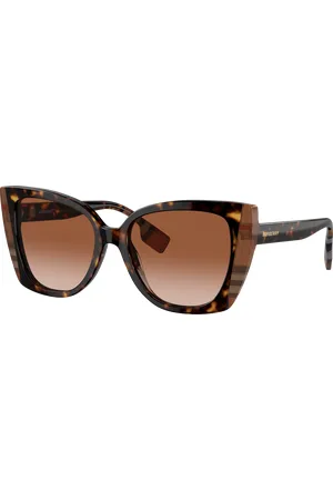 Burberry Unisex Sunglass BE4393 Meryl - Frame color: Havana escuro/xadrez castanho, Lens color: Marrom degradê