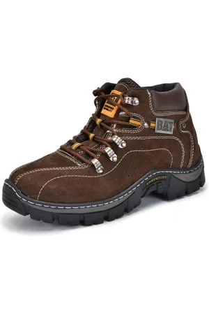 Bota Coturno Adventure Caterpillar Trail Café Em Couro