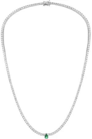 Life Colar Special II em Prata 925 com Pedras Incolores e Verde, 40cm