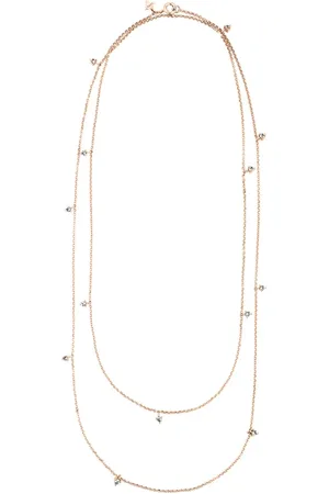 Life Colar Luna Longo em Liga Rosé com Banho de Ouro Rosé 18k e Topázios Incolores