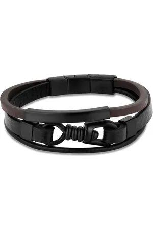 Life Pulseira em Couro Marrom com Aço