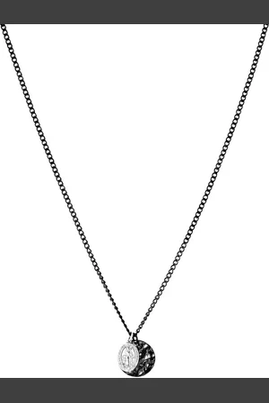 Life Colar Masculino Medalha Maria em Aço Preto, 60cm