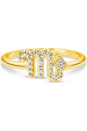 Life Anel Signo Escorpião em Prata 925 com Banho de Ouro Amarelo 18k e Pedras Incolores