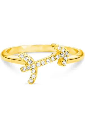 Life Anel Signo Sagitário em Prata 925 com Banho de Ouro Amarelo 18k e Pedras Incolores