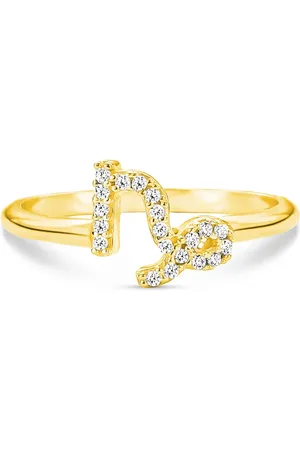 Life Anel Signo Capricórnio em Prata 925 com Banho de Ouro Amarelo 18k e Pedras Incolores