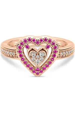 Life Anel Love Locker Coração em Liga Rosé com Banho de Ouro Rosé 18k e Pedras Rosas e Incolores