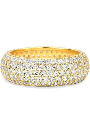 Life Anel Essential em Prata 925 com Banho de Ouro Amarelo 18k e Pedras Incolores, 7.5mm