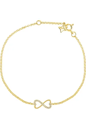 Life Pulseira Forever Infinito em Prata 925 com Banho de Ouro Amarelo 18k e Pedras Incolores