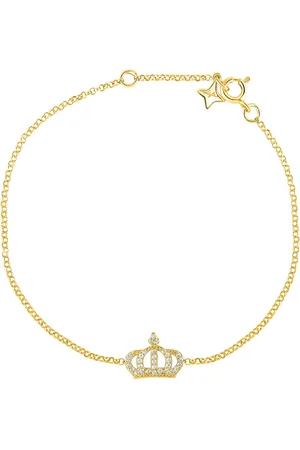 Life Pulseira Forever Coroa em Prata 925 com Banho de Ouro Amarelo 18k e Pedras Incolores
