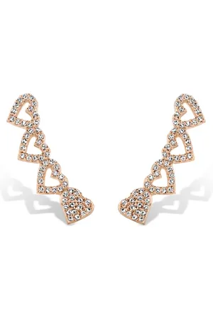 Life Brinco Ear Cuff Love II com Banho Ouro Rosé Corações Cravejados