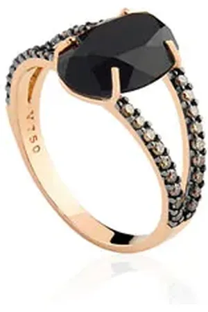 Vivara Anel Urban em Ouro Rosé 18k com Quartzo Negro e Diamantes Brown