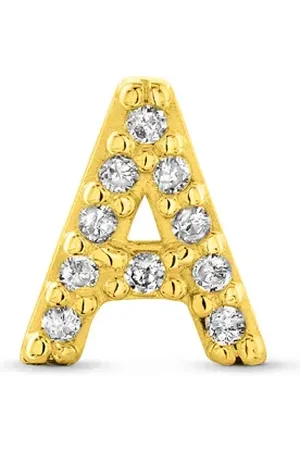 Vivara Brinco Único Letra A em Ouro Amarelo 18k com Diamantes