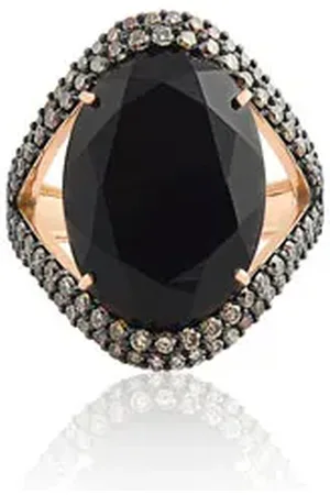 Vivara Anel Urban em Ouro Rosé 18k com Quartzo Negro e Diamantes Brown
