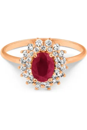 Vivara Anel Clássico em Ouro Rosé 18k com Rubi e Diamantes