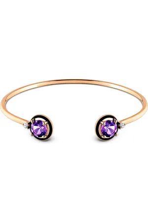 Vivara Pulseira Policroma em Ouro Rosé 18k com Ametistas Roxa e Diamantes