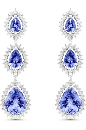 Vivara Brinco Clássico em Ouro Branco 18k com Tanzanita e Diamantes