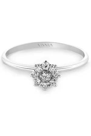 Vivara Anel Pavê em Ouro Branco 18k com Diamantes