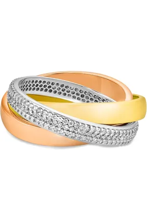 Vivara Anel Tricolore em Ouro Branco, Ouro Amarelo e Ouro Rosé 18k com Diamantes