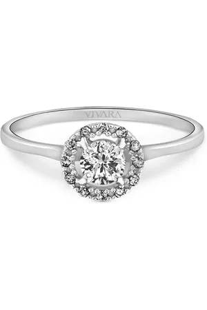 Vivara Anel Solitário Celebration em Ouro Branco 18k com Diamantes 0,28 ct