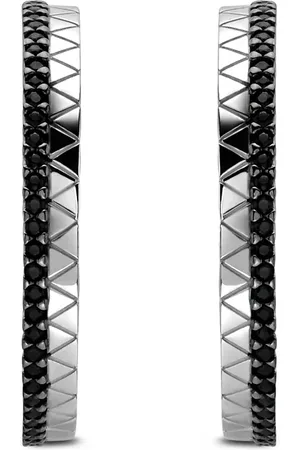 Vivara Brinco Ear Hook Icona em Prata 925 com Safiras Negras