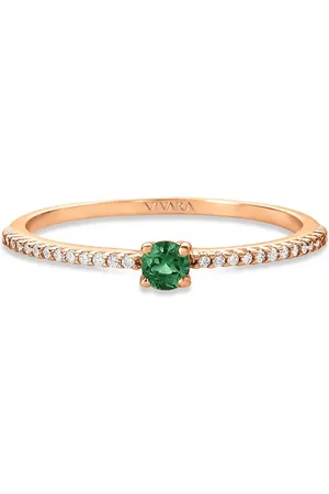 Vivara Anel Cores em Ouro Rosé 18k com Turmalina Verde e Diamantes