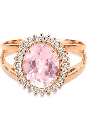 Vivara Anel Alvorada em Ouro Rosé 18k com Quartzo e Diamantes