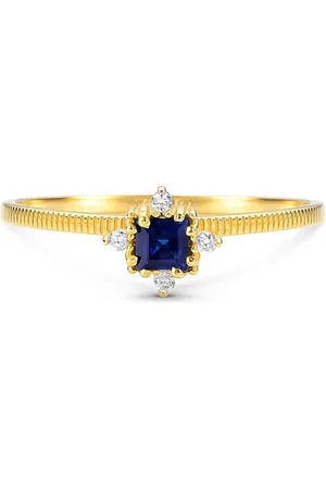 Vivara Anel Dengosa em Ouro Amarelo 18k com Safira e Diamantes