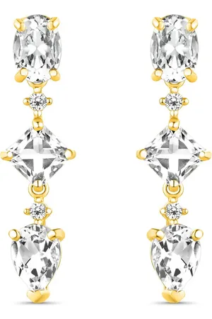 Vivara Brinco Florence em Ouro Amarelo 18k com Cristais Naturais e Diamantes 0,10 ct