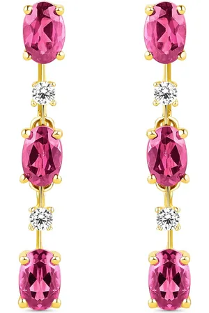 Vivara Brinco Duquesa em Ouro Amarelo 18k com Rodolitas e Diamantes 0,18 ct