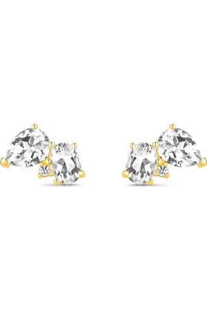 Vivara Brinco Florence em Ouro Amarelo 18k com Cristais Naturais e Diamante 0,05 ct