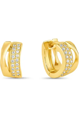 Life Brinco Maxi em Prata 925 com Banho de Ouro Amarelo 18k e Pedras Incolores
