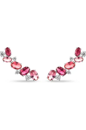 Life Brinco Earcuff Blossom em Prata 925 com Pedras Rosas e Incolores
