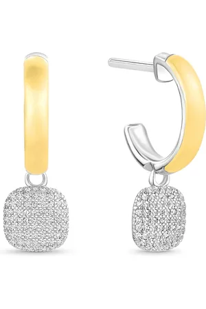 Vivara Brinco Argola Capri em Prata 925 e Ouro Amarelo 18k com Diamantes 0,62 ct