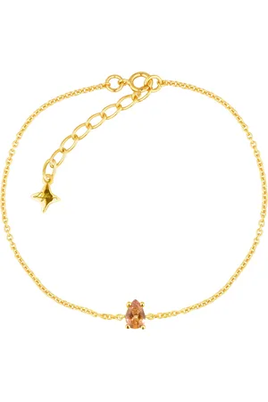Life Pulseira Auba em Prata 925 com Banho de Ouro Amarelo 18k e Pedra Champanhe