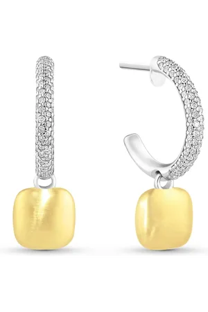 Vivara Brinco Argola Capri em Prata 925 e Ouro Amarelo 18k com Diamantes 0,60 ct